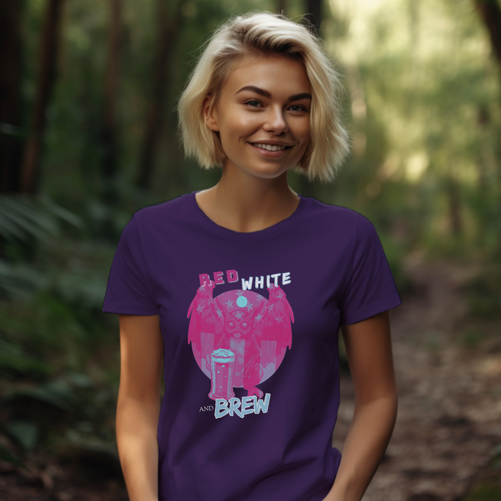 Modern Mothman Red, White, and Brew T-Shirt - Image 7