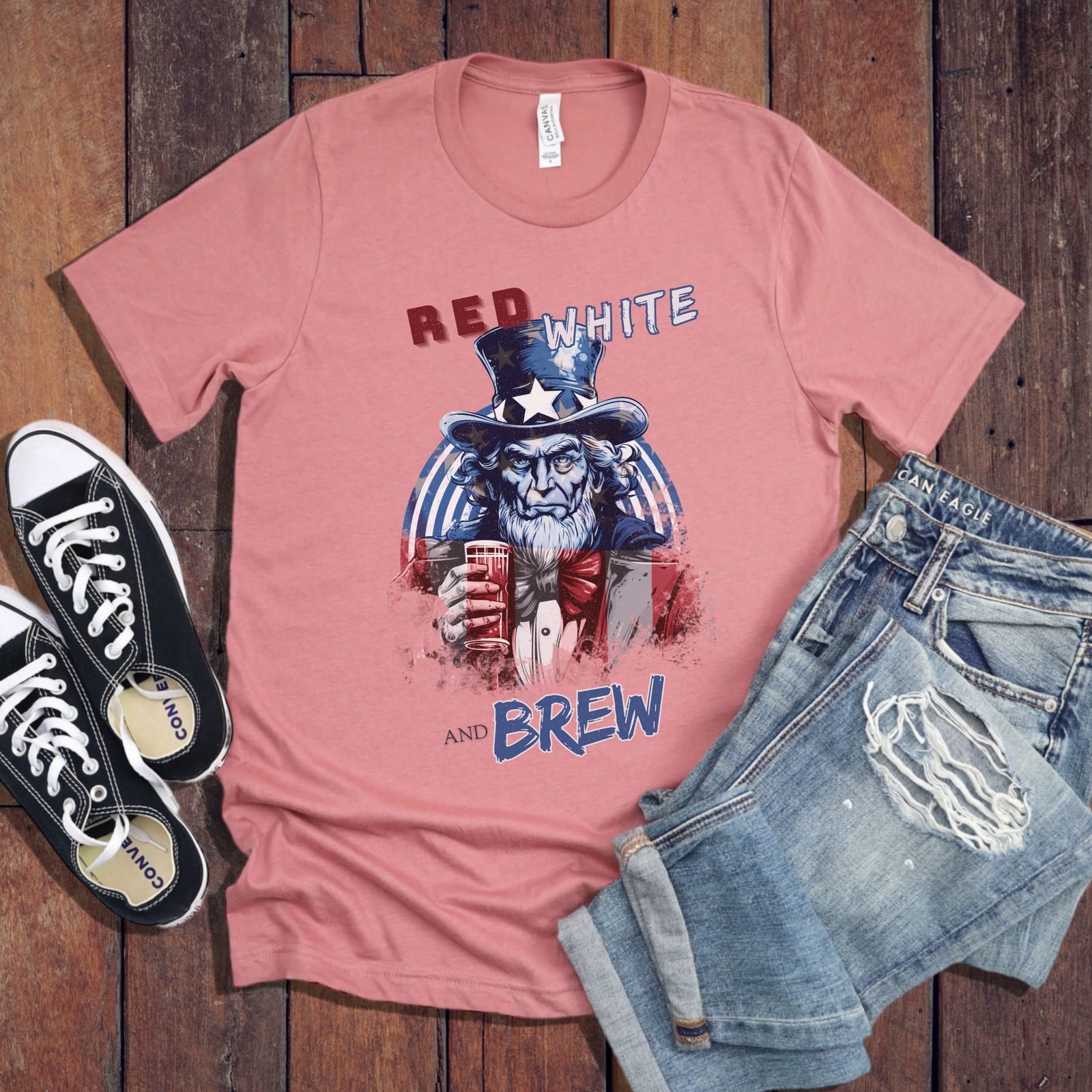 Classic Uncle Sam Red, White, and Brew T-Shirt - Image 4
