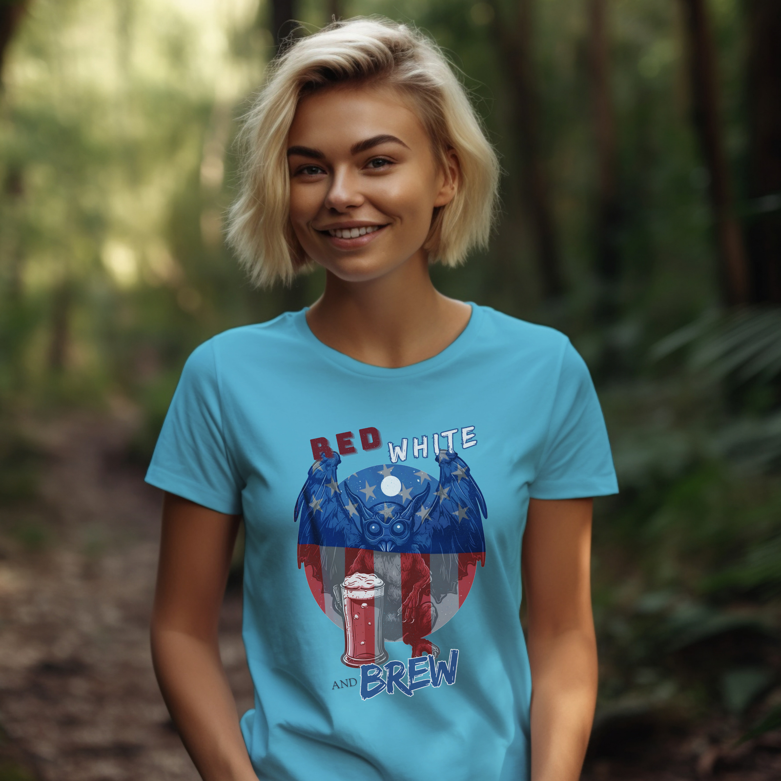 Classic Mothman Red, White, and Brew T-Shirt - Image 5