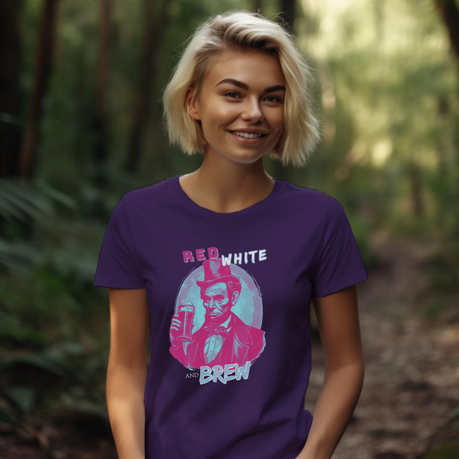 Modern Abe Lincoln Red, White, and Brew T-Shirt - Image 7