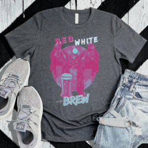 Modern Mothman Red, White, and Brew T-Shirt