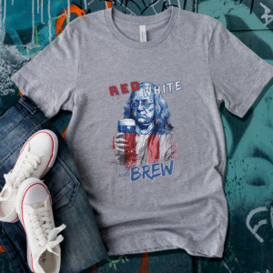 Classic Benjamin Franklin Red, White, and Brew T-Shirt
