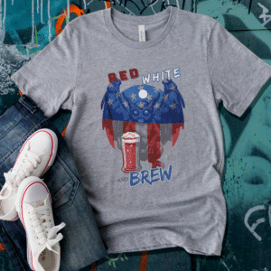 Classic Mothman Red, White, and Brew T-Shirt