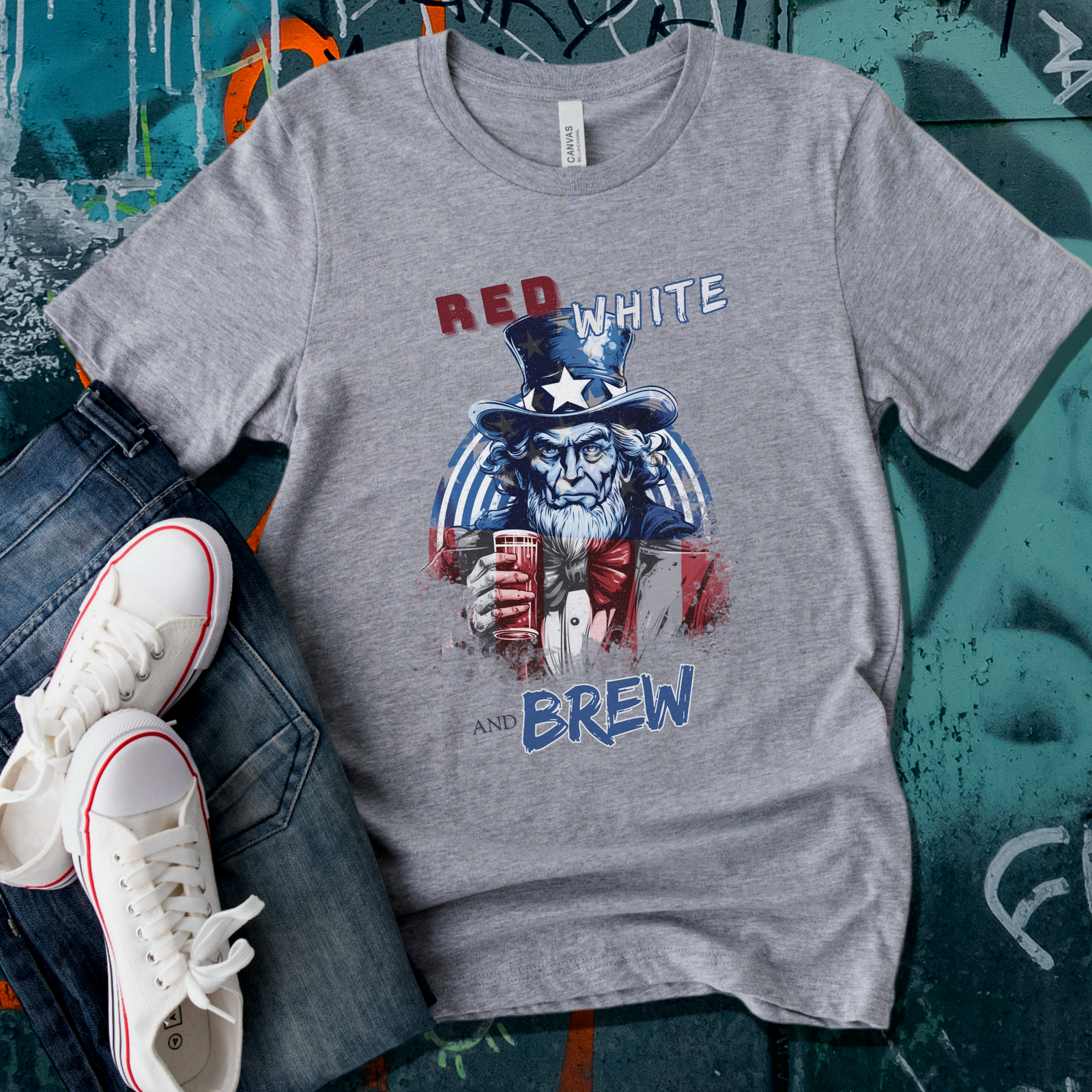 Classic Uncle Sam Red, White, and Brew T-Shirt