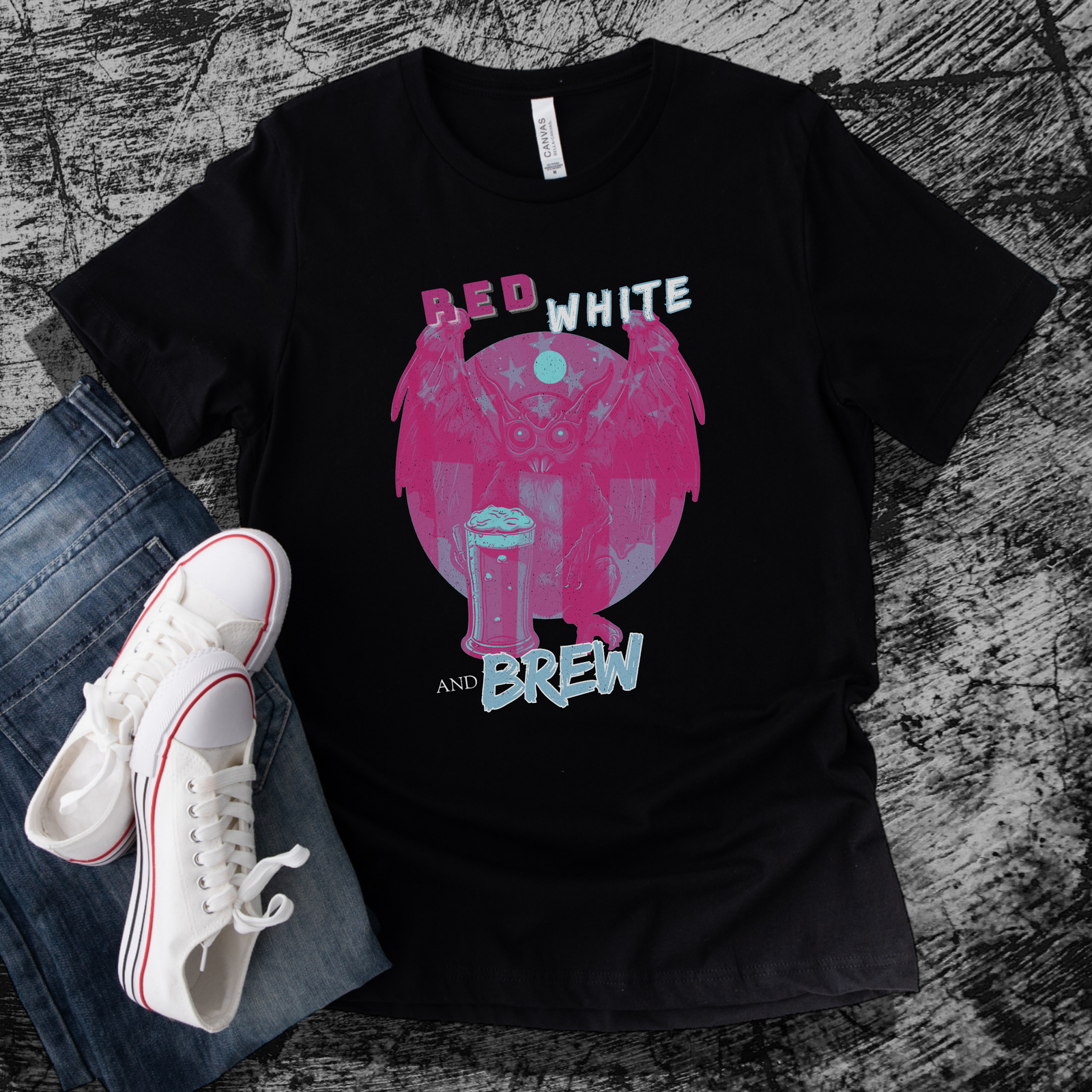 Modern Mothman Red, White, and Brew T-Shirt - Image 5