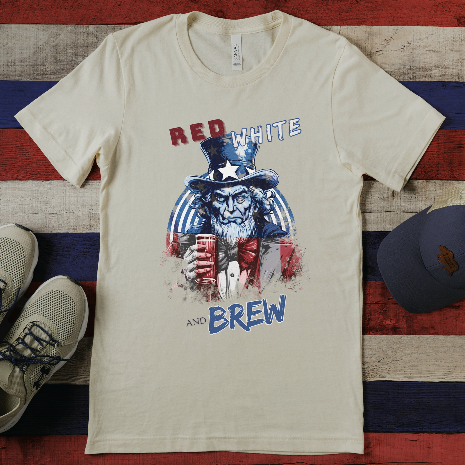 Classic Uncle Sam Red, White, and Brew T-Shirt - Image 3