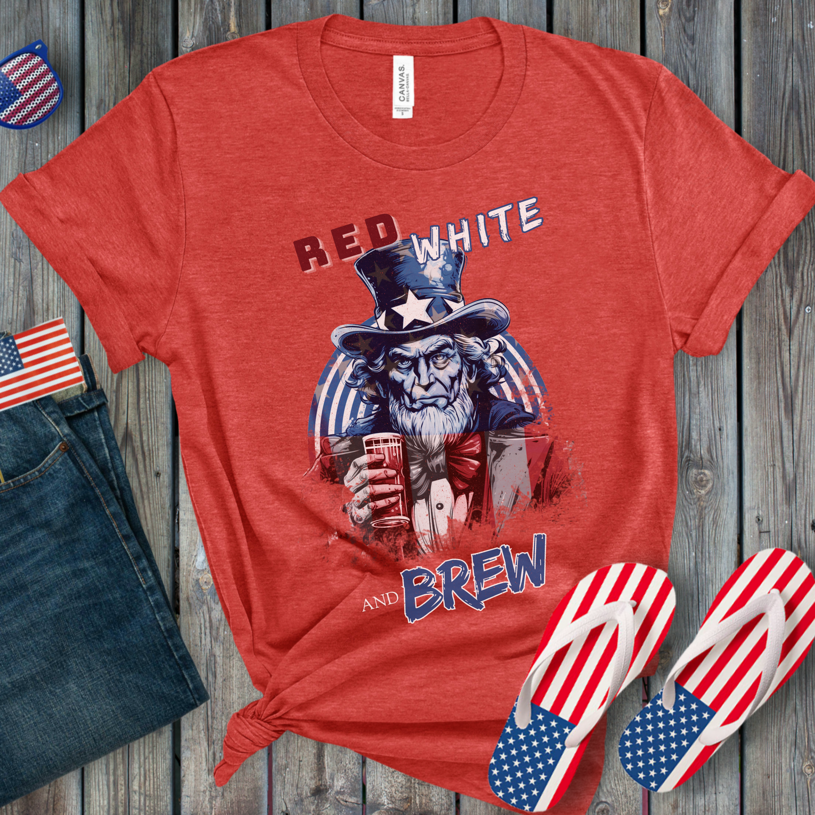Classic Uncle Sam Red, White, and Brew T-Shirt - Image 2