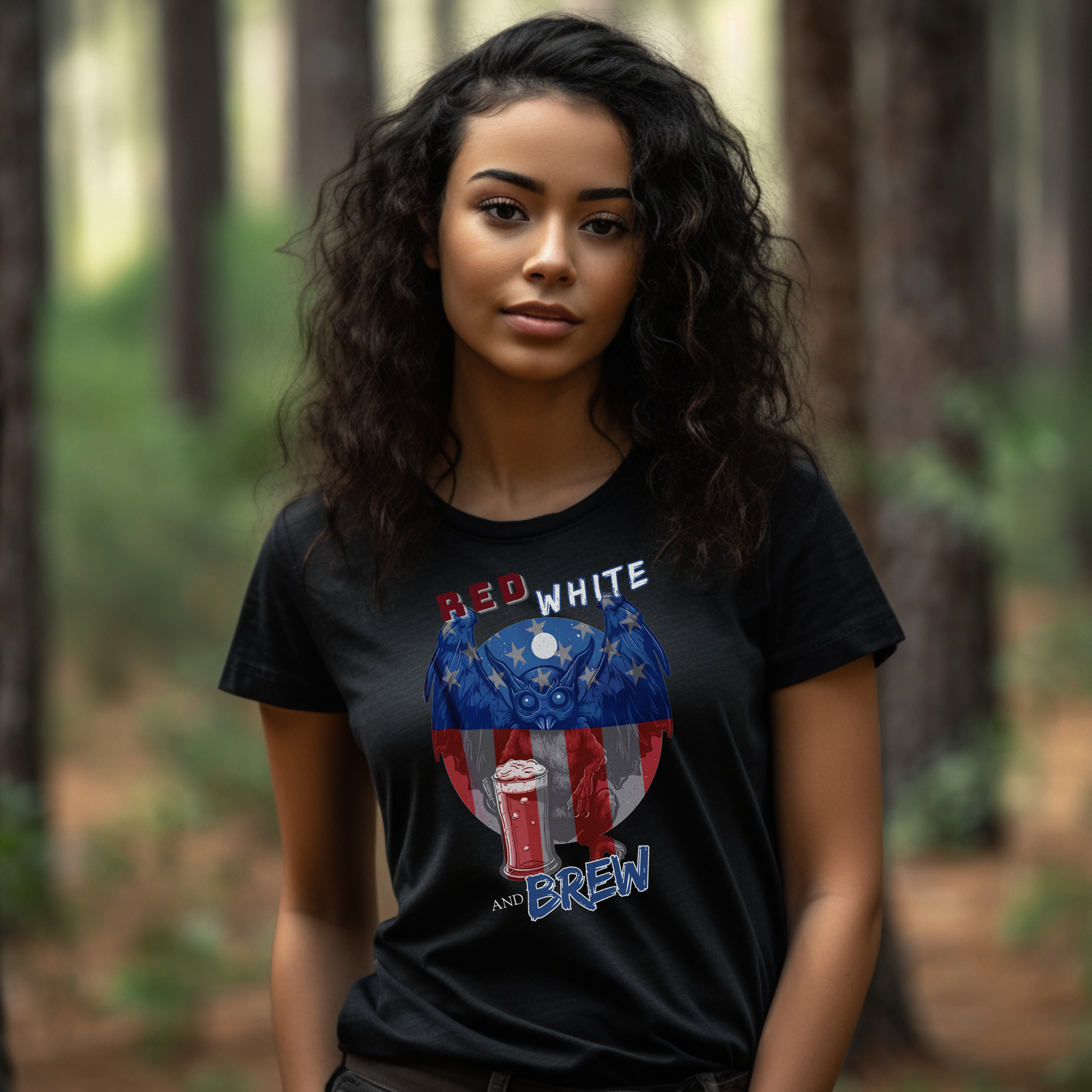 Classic Mothman Red, White, and Brew T-Shirt - Image 7