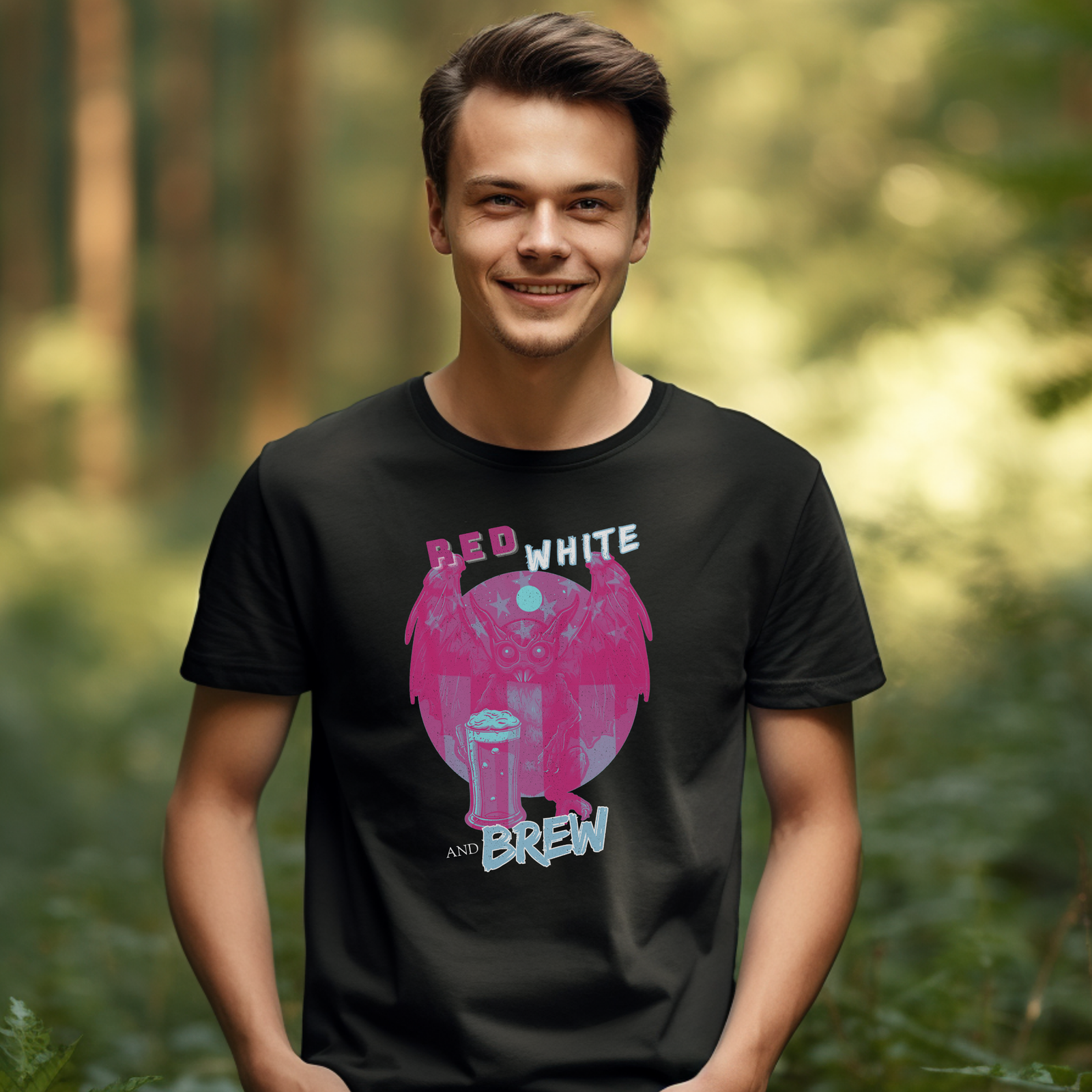 Modern Mothman Red, White, and Brew T-Shirt - Image 8