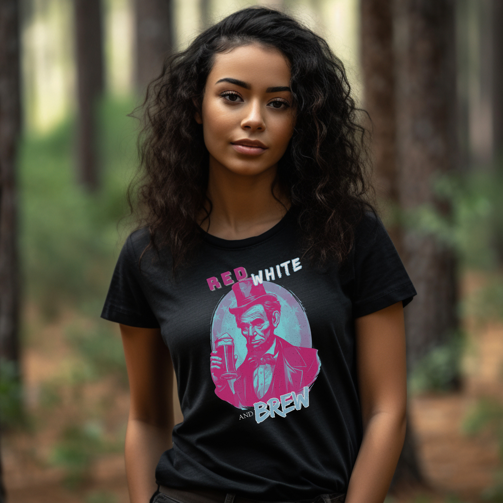 Modern Abe Lincoln Red, White, and Brew T-Shirt - Image 6