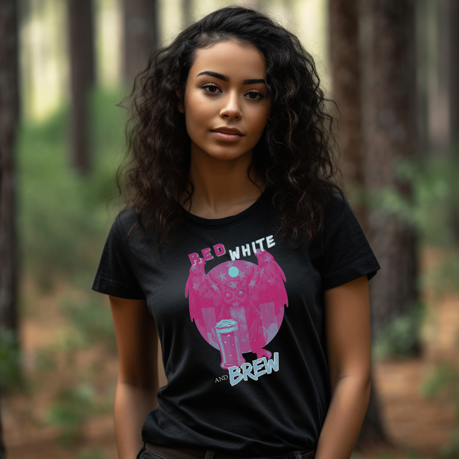 Modern Mothman Red, White, and Brew T-Shirt - Image 6